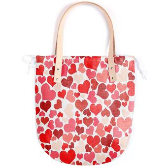 RED PINK BEIGE HEART EXPLOSION SUMMER TOTE
