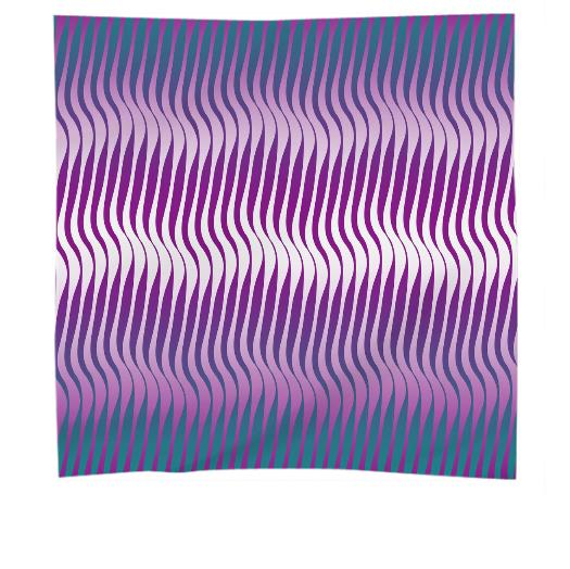 Wavy Stripes Silk Scarf Teal and Purple