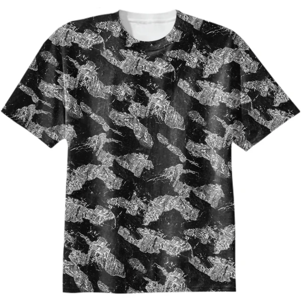 Black and White Camouflage Texture Print