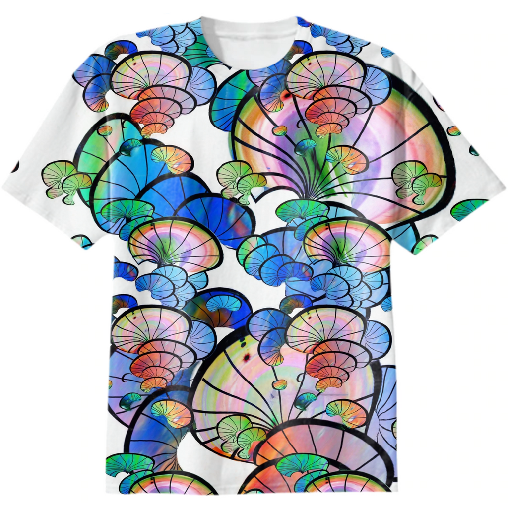 mushrooms, gradient, multicolored, psychedelic, geometry, blue mushrooms, gradient mushrooms