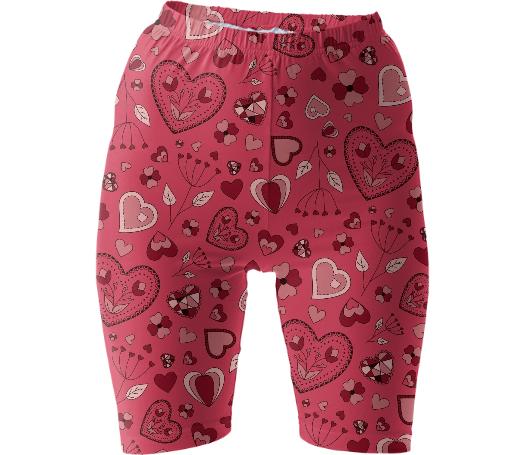 Pink flowers and hearts bike shorts