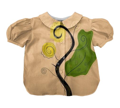 Little artistic blouse with Green Yellow tree