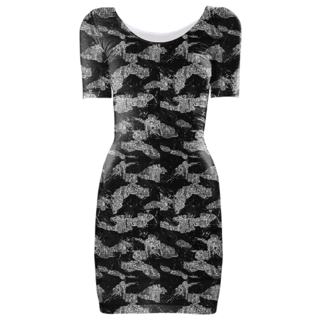 Black and White Camouflage Texture Print