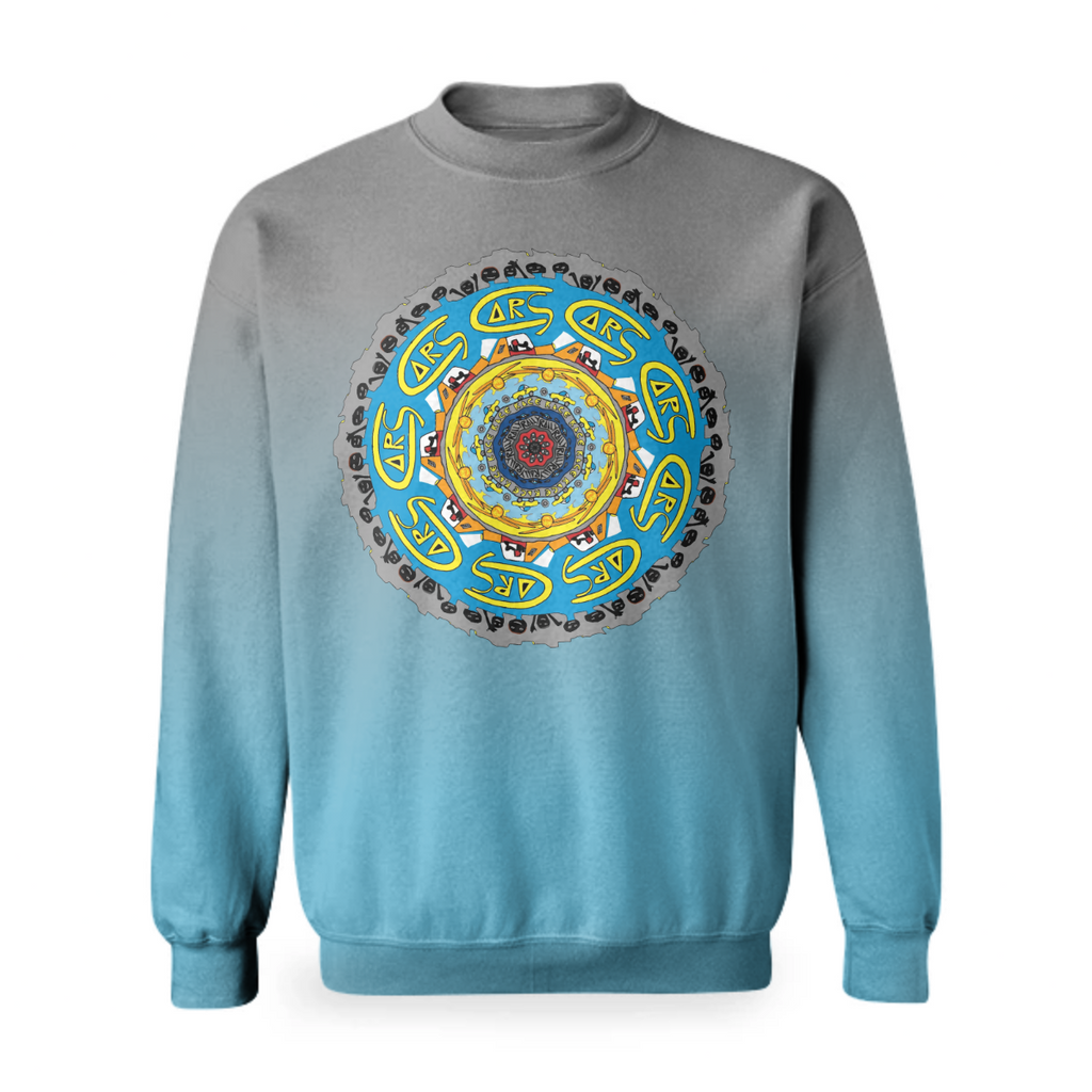 Racing Rally cars Mandala with blue to grey gradient