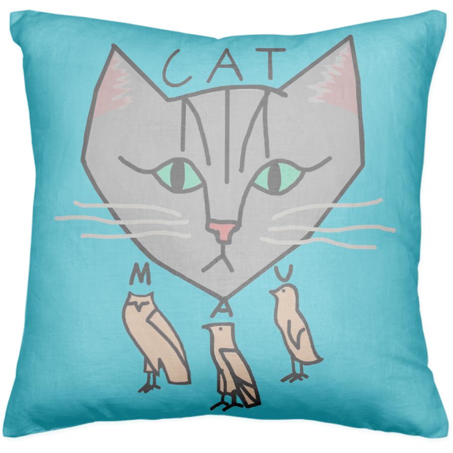 The Cat is Mau Blue Pillow