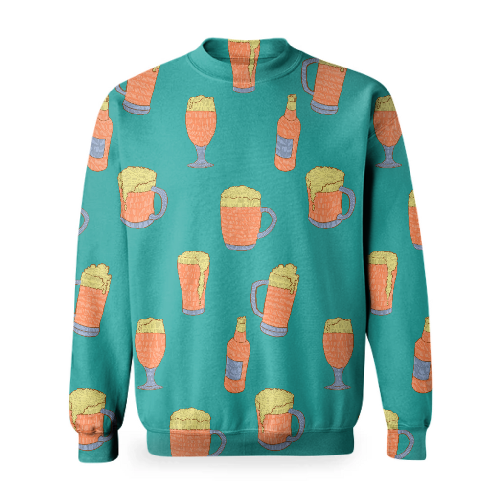 "BEER TIME" pattern basic sweatshirt