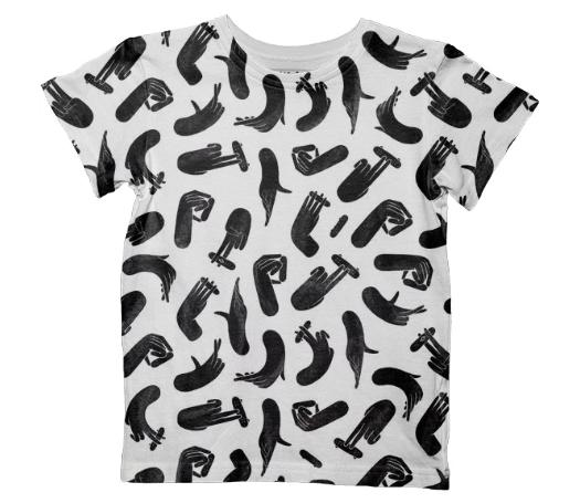 JANSAN FINGER SKATE KINDER SHIRT ZWART WIT