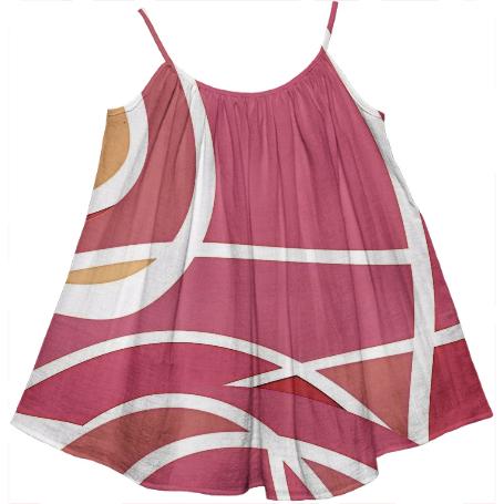 PINK AND WHITE GEOMETRIC KIDS TENT DRESS