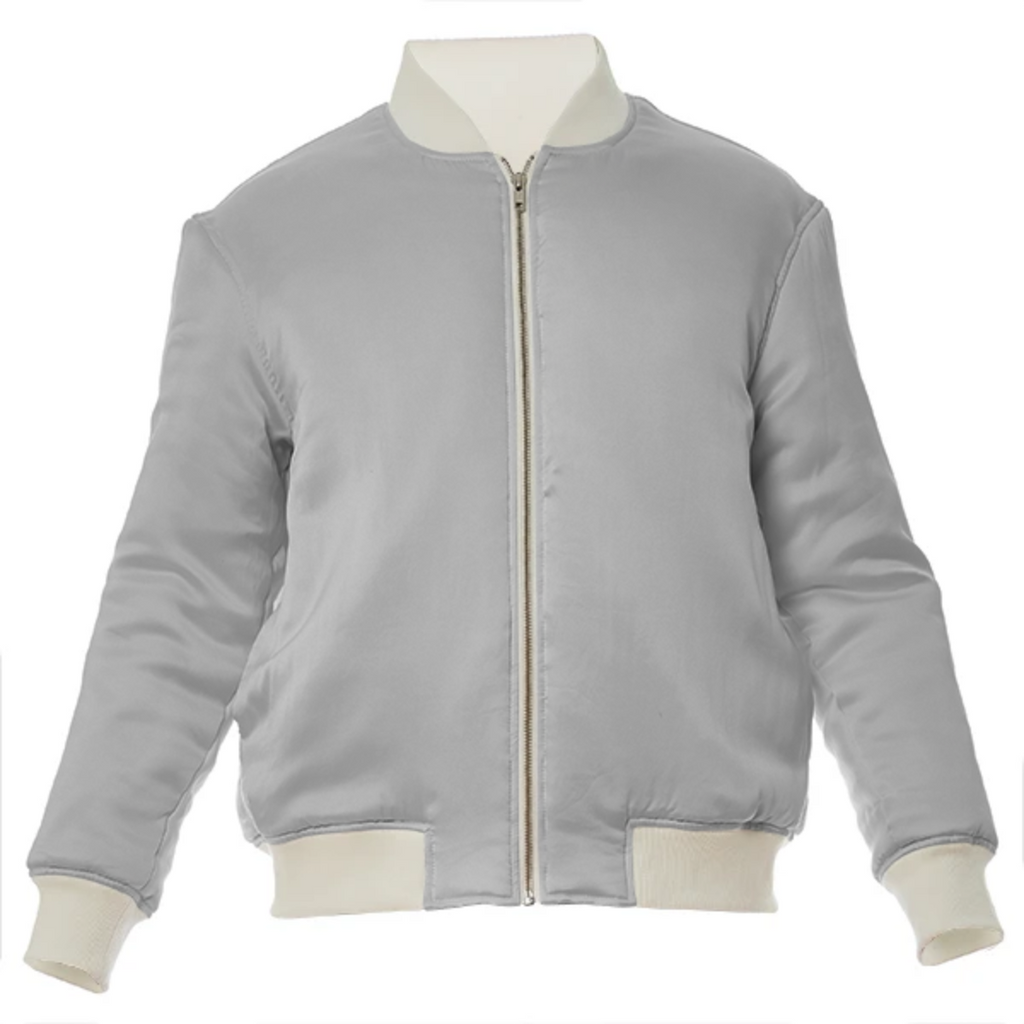 color silver VP silk bomber jacket