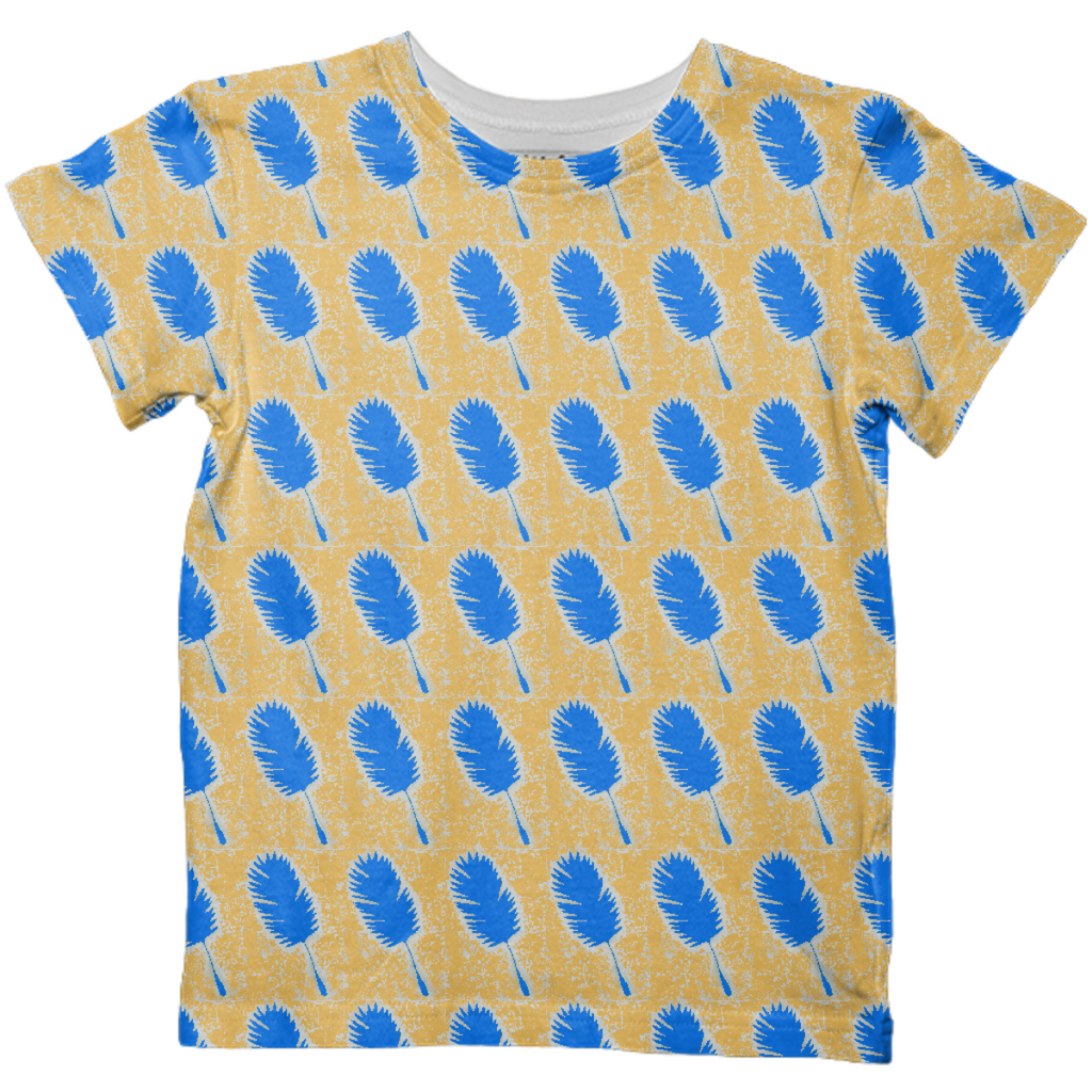 Gold Blue Leaf Kids T-shirt