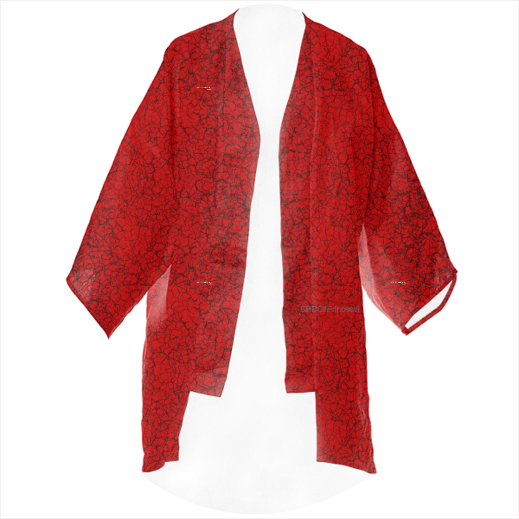 Red & Black Linen Kimono!  CBDOilPrincess!