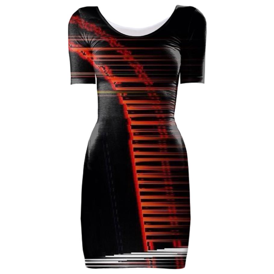 Red and Black abstract dress