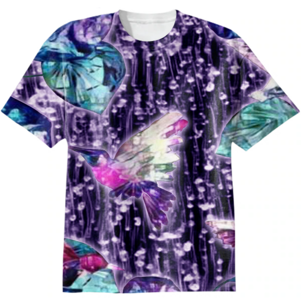 hummingbirds, flowers, leaves, bindweed, crystal, watercolor, very peri, trend  year, sur