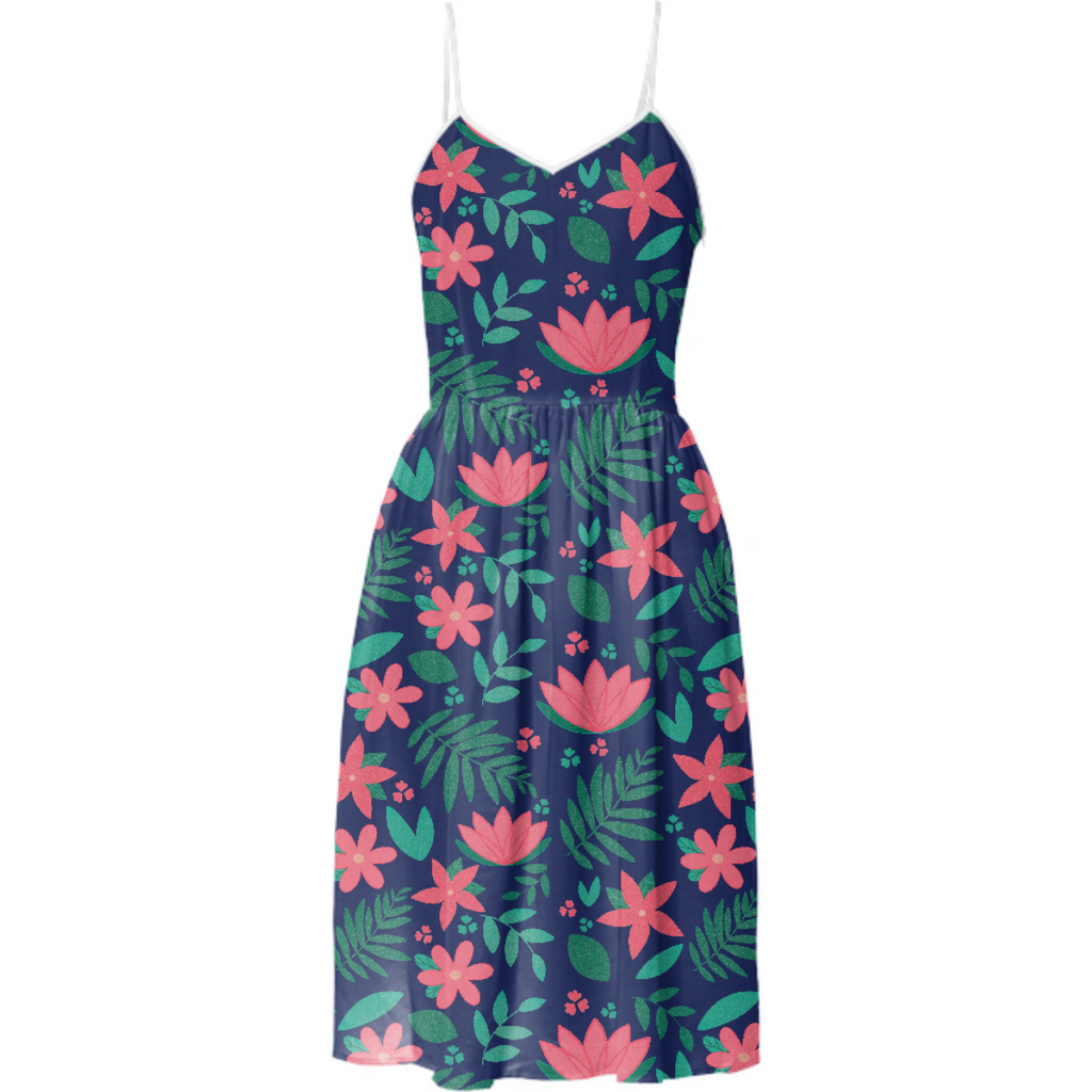 Lotus Pattern with Tropical Leaves