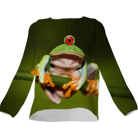 Funny Conceptual Cylopic Frog Silk Top