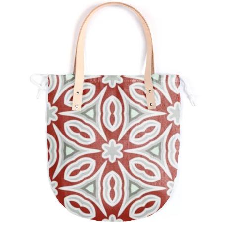 Red and Grey Geometric Summer Tote