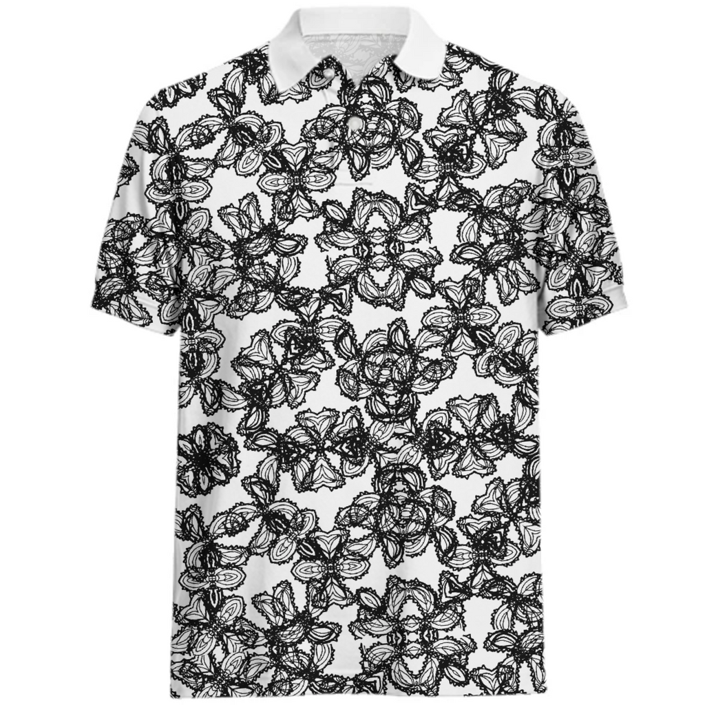 Stylized Botanical Motif Black and White Print
