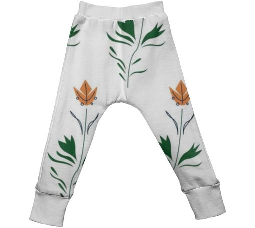 Kids art pants with painted Flowers Folk