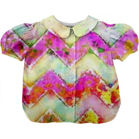 MULTICOLORED TEXTURED CHEVRON KIDS BLOUSE
