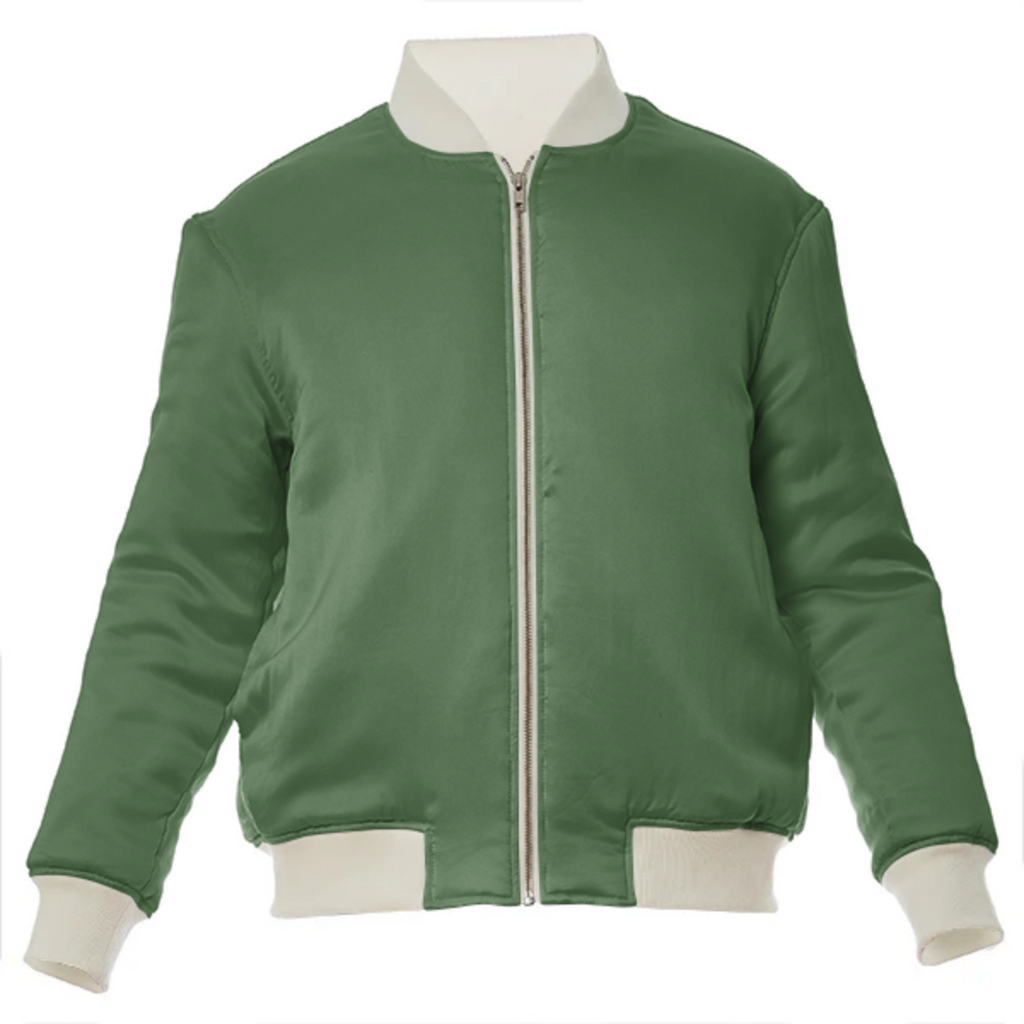 color artichoke green VP silk bomber jacket