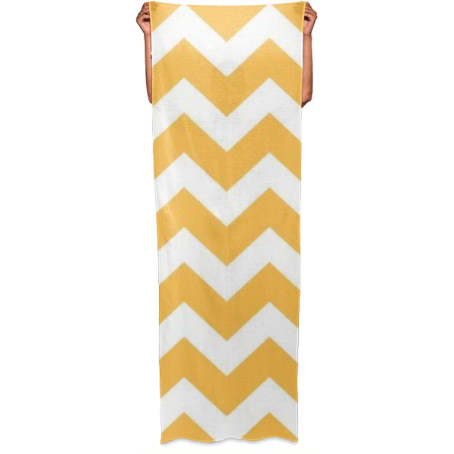 Luxury designers Scarf white and gold stripes