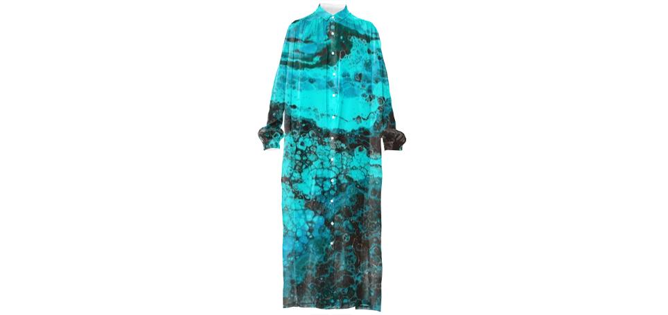 Malachite silk shirt dress