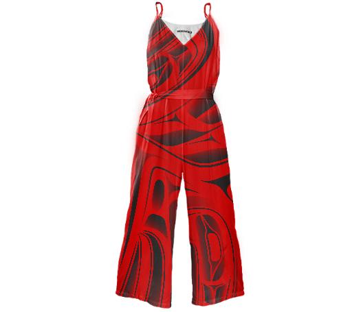 Red Formline Tie Waist Jumpsuit