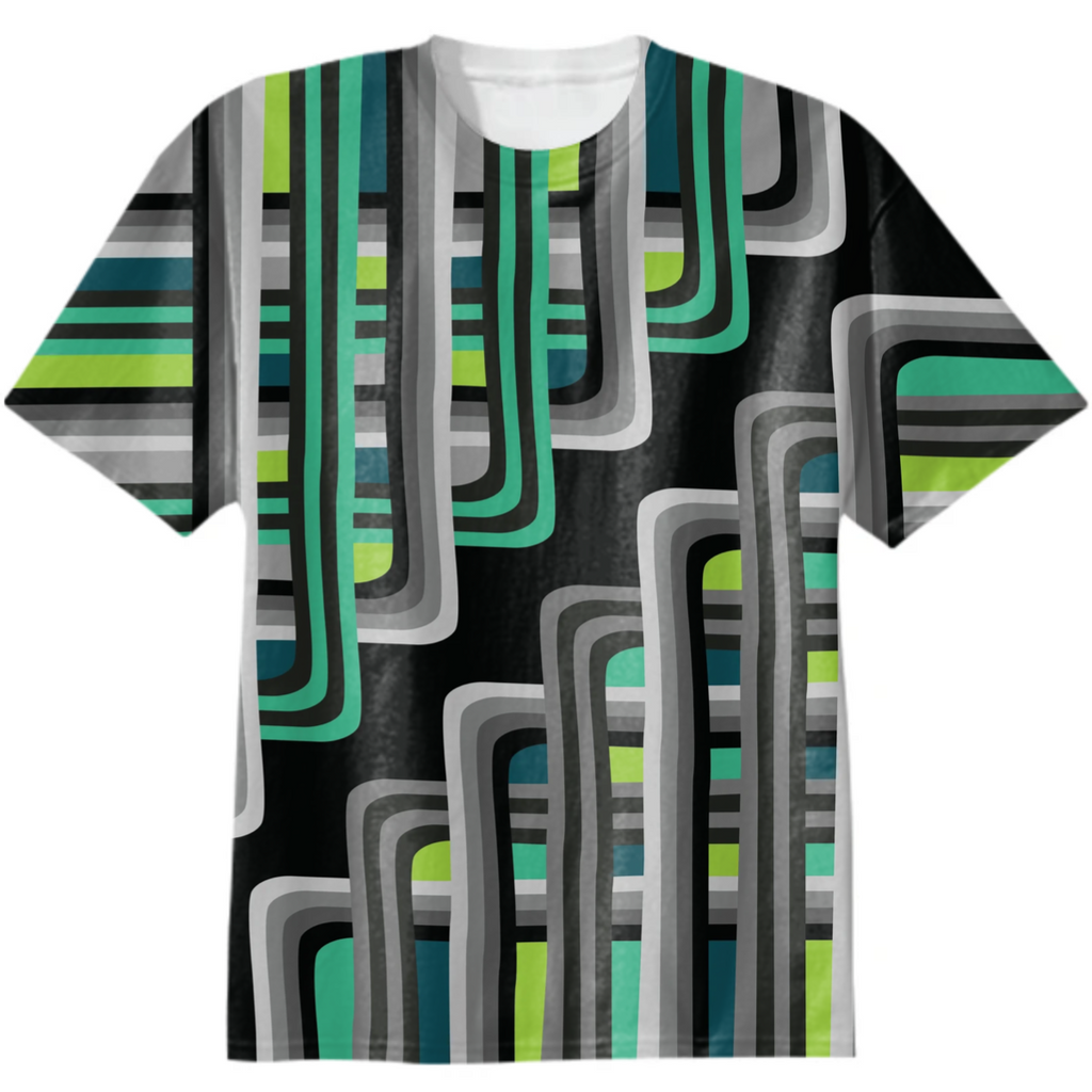 Green and Black Curved Stripe