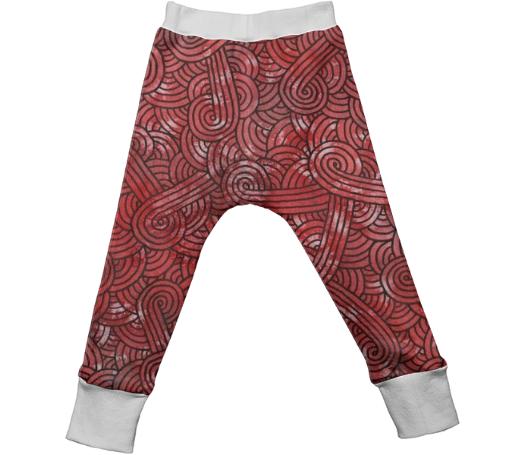 Red and black swirls doodles Kids Drop Pant