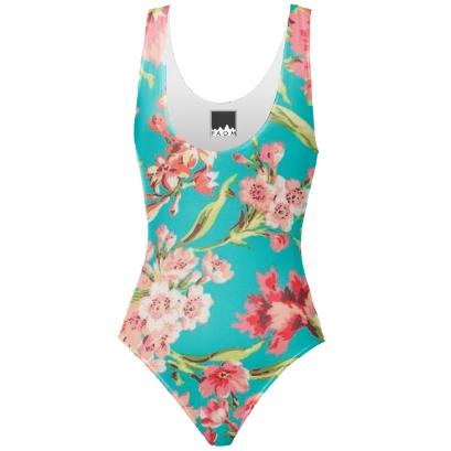 floral One Piece bathing suit