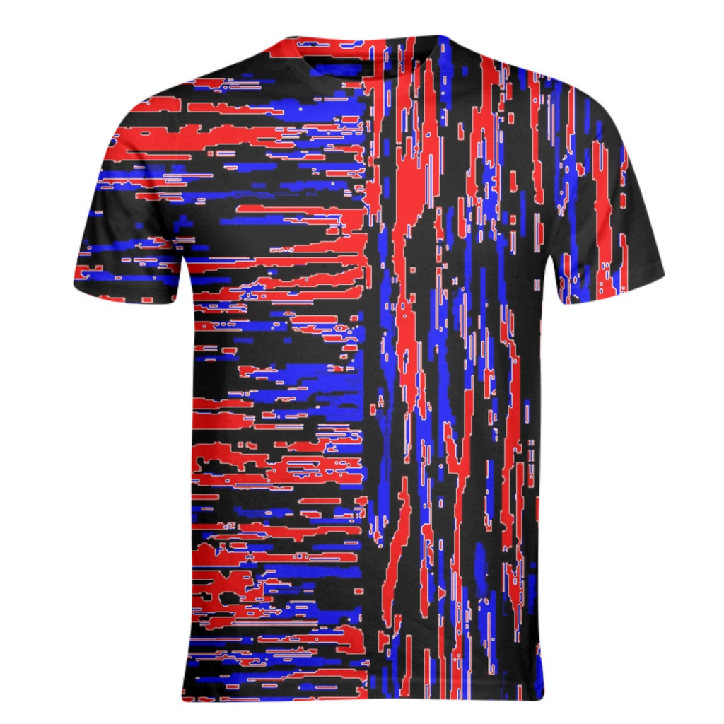 red blue lengthwise cross