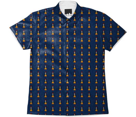 Pixel Rocket Collared Shirt
