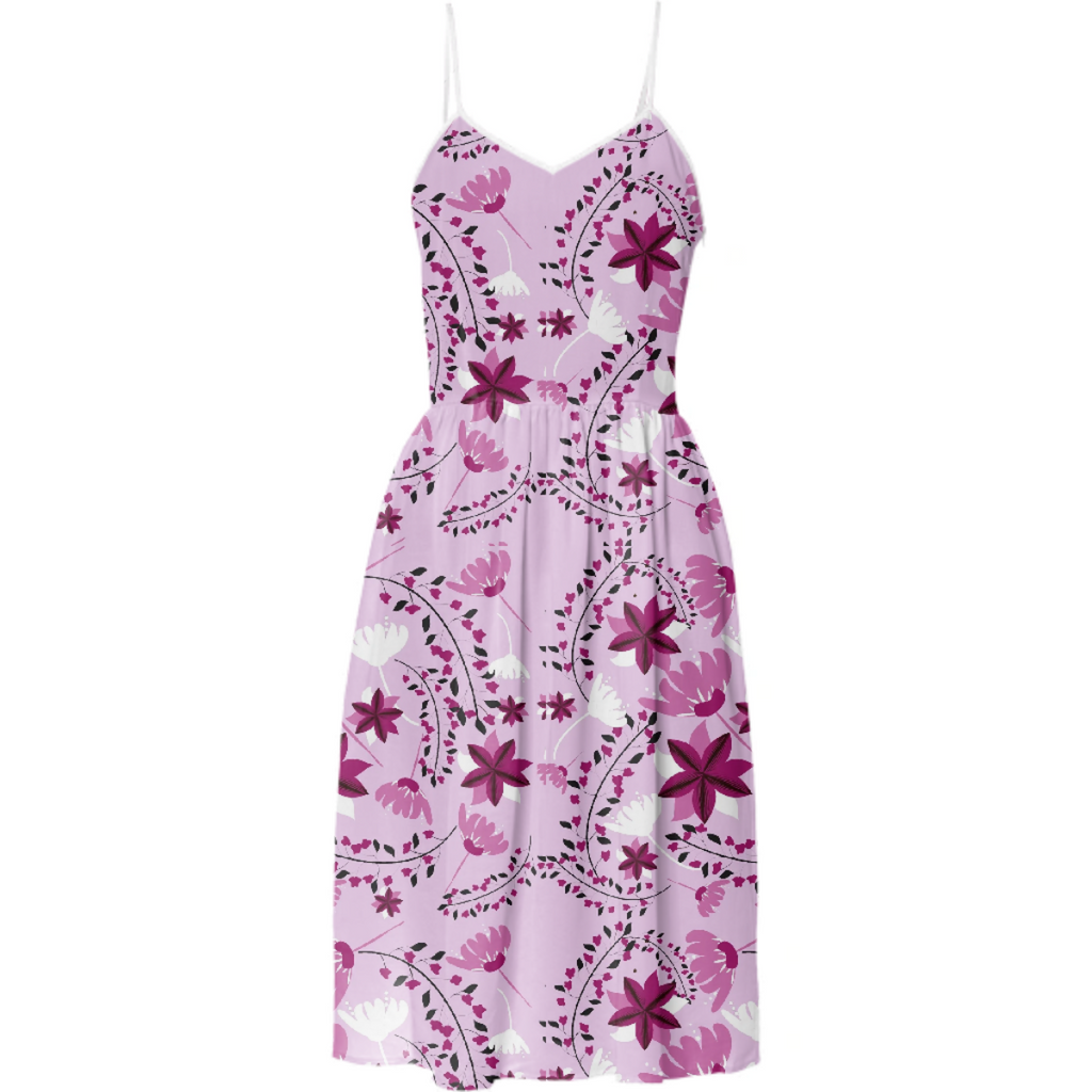 Pink with white flowers and leaves in pastel bckground