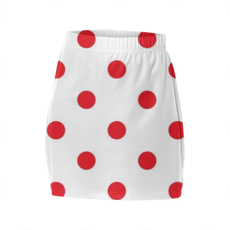 Designers miniskirt white with Red dots