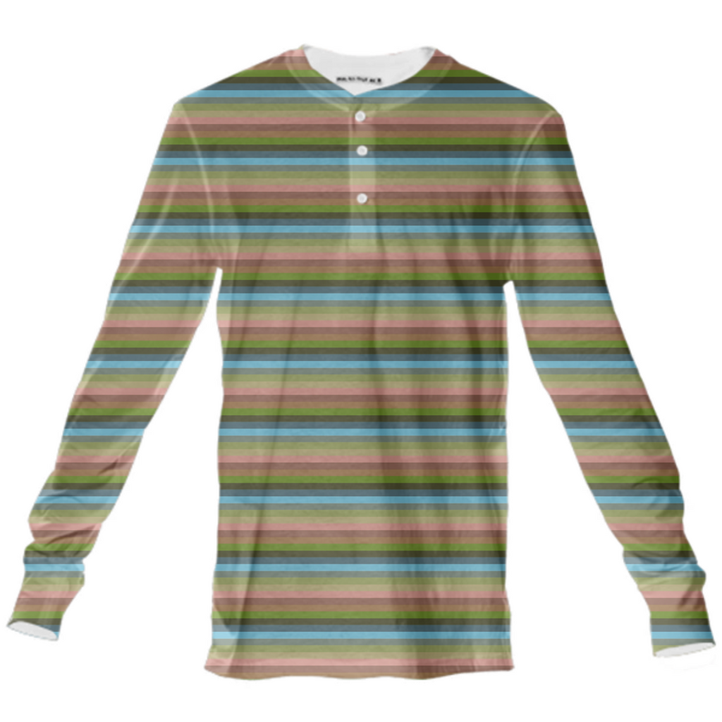 Retro Long Sleeve Striped Shirt Blue Green Pink Stripes Lines
