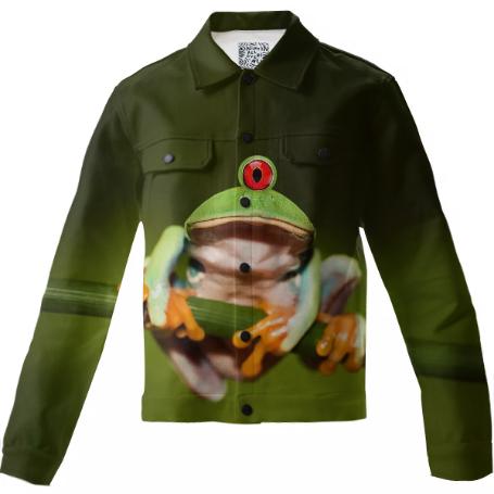 Funny Conceptual Cyclopic Frog Twill Jacket