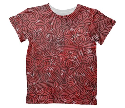 Red and black swirls doodles Kids T Shirt