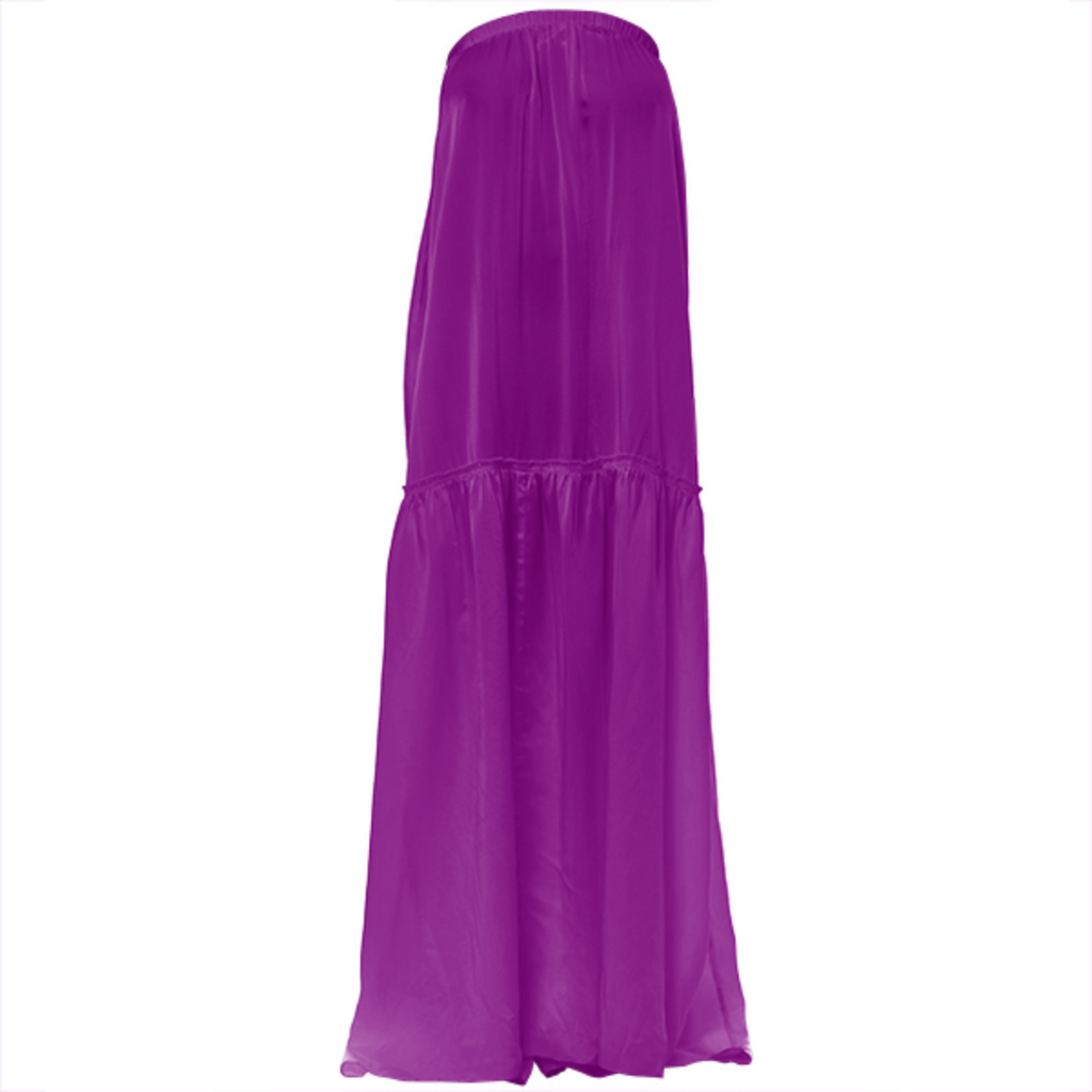 color purple VP strapless silk dress