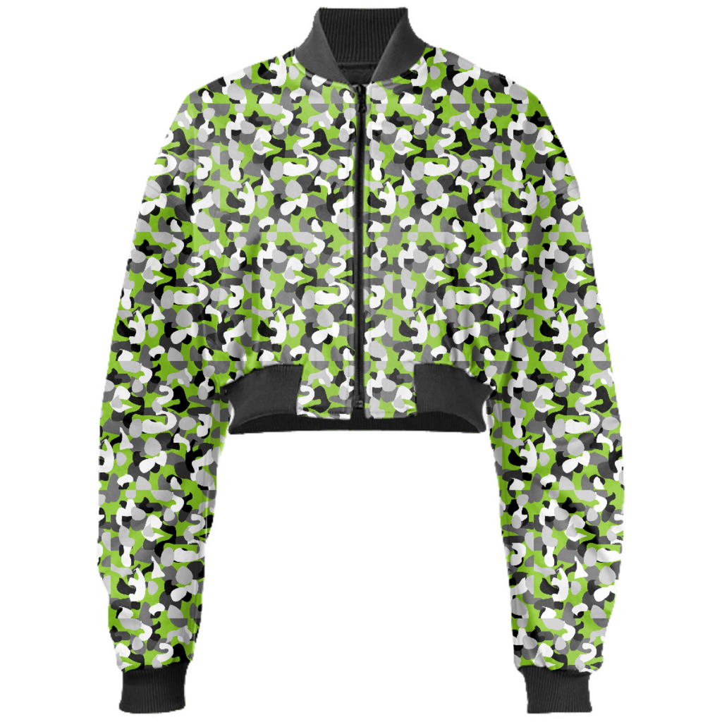 LIME CAMO LADY BOMBER JACKET