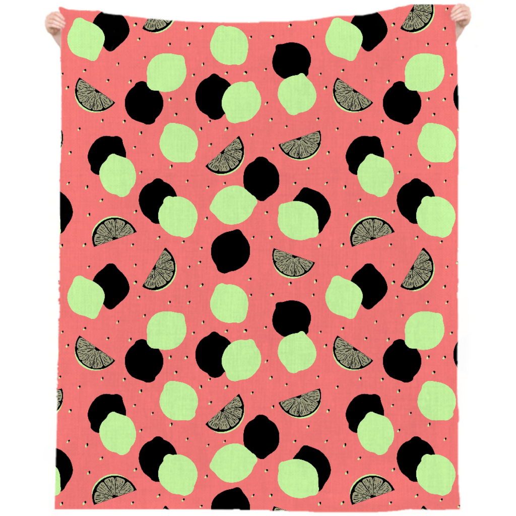 Black Shadowed Lime Linen Beach Throw