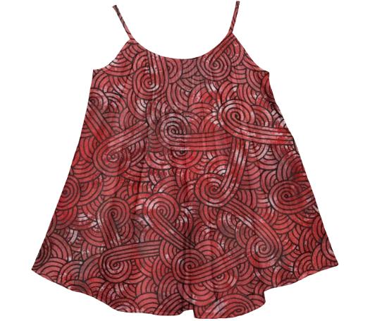 Red and black swirls doodles Kids Tent Dress