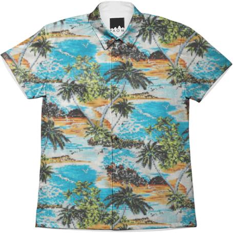 Blue Hawaiian Shirt Short Sleeve Version