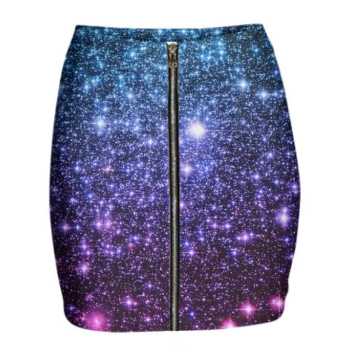 Galaxy Stars Teal Purple Pink Skirt