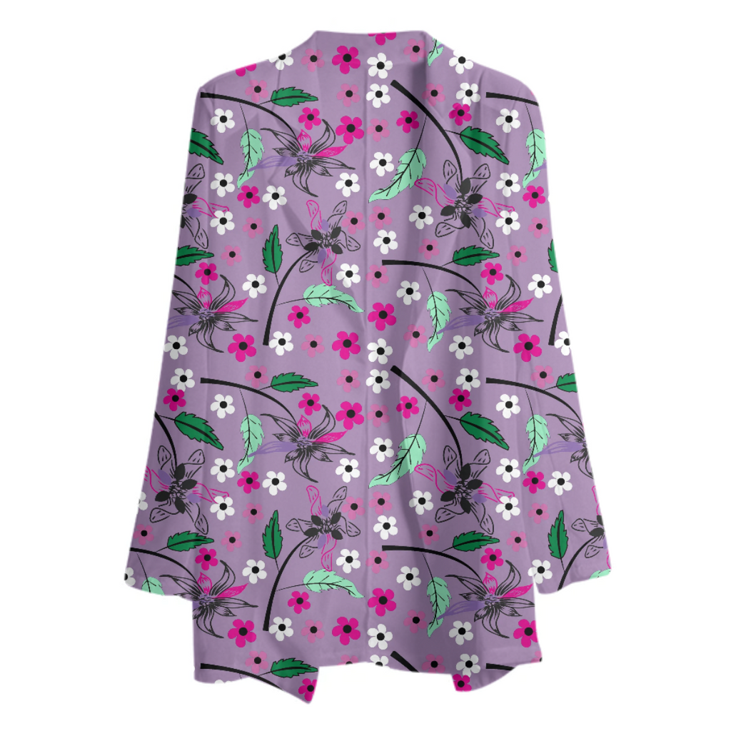 Small Pink. Lilac and White Ditsy Flowers and Leave