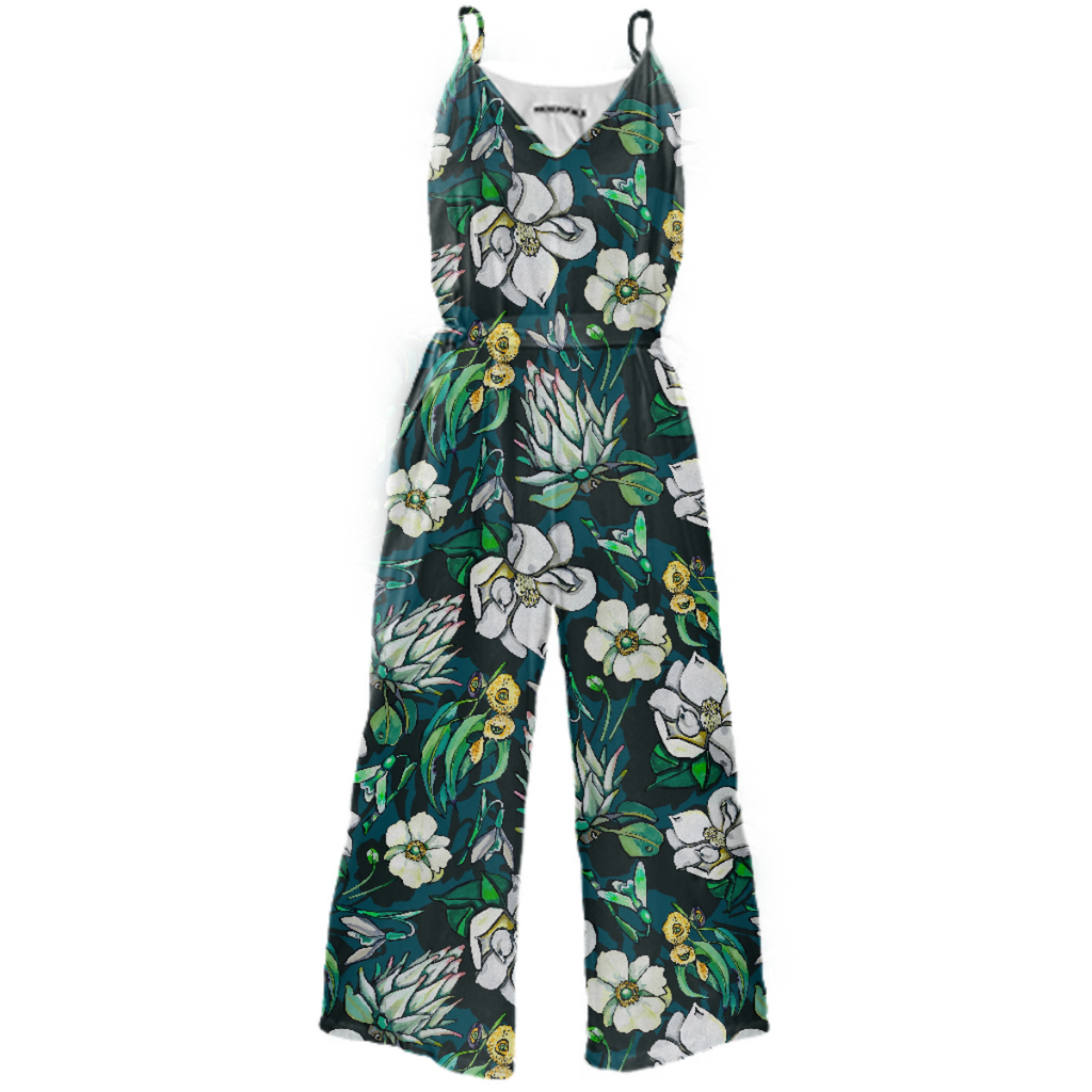 lush green floral jumpsiut