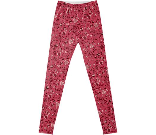 Pink hearts and flowers leggins
