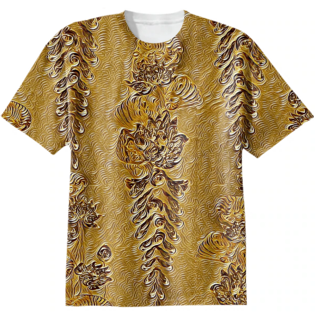 wisteria, lotus, leaves, flowers, gold, 3d pattern, monochrome, surrealism