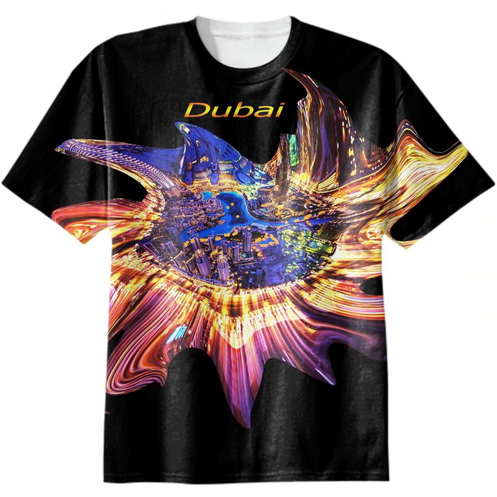 galaxy city, night city, dubai, from a height, night lights