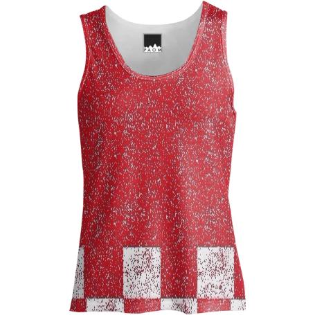 Frost Red Checkered Bottom Tank by LadyT Designs