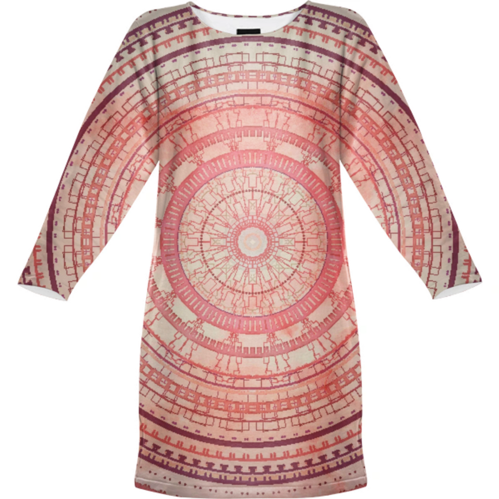 VIntage Pink Mandala Sweatshirt Dress
